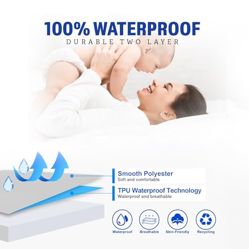 Image of Cotton Feel Terry 72x75 inch Ultra Soft Waterproof Mattress Protector King Size | Breathable Hypoallergenic Mattress Cover for King Size Bed (Brown)