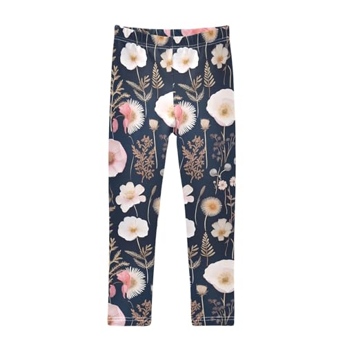 ALAZA Girls' Leggings Children's Yoga Pants Skinny Printed Dance Floristic Cute Comfortable 4T