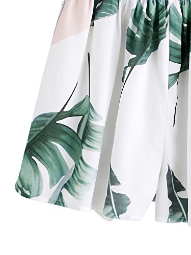 Sweatyrocks Women's Sexy V Neck Floral Printed Spaghetti Strap Beach Romper Shorts Jumpsuit White Leaf S #TOP3
