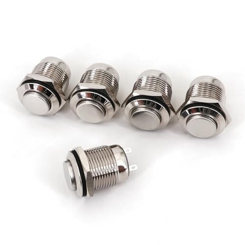 Interrupteur à bouton-poussoir 16mm lot de 5 mini interrupteurs ronds à 2 broches