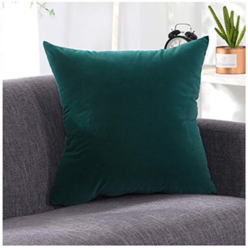 Essort Fodere per Cuscino in Velluto Morbida Federa Quadrata Decorativa con Cerniera Nascosta Comoda per Divano Letto Coprisedili per Auto 45 x 45 cm (Verde Scuro)