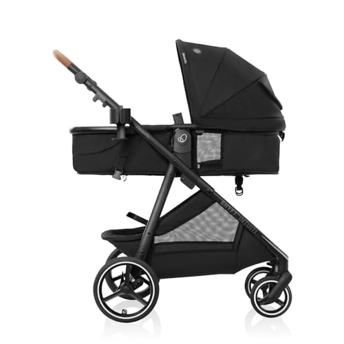 Image of Evenflo Shyft Intuiti Travel System Featuring LiteMax NXT Preemie and Infant Car Seat with SensorySoothe (Eclipse Black)