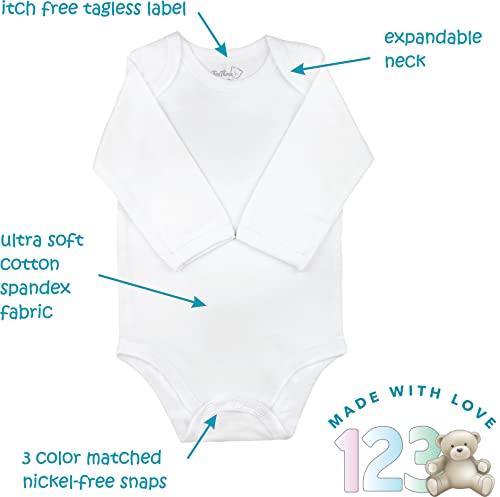 123 Bear Baby Cotton Spandex Infant Bodysuits Long Sleeve and Short Sleeve (Black A 2-Pack Long Sleeve, 0-3 Months)3