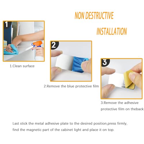 Image of Metal Adhesive Plate Magnetic Stripe for Magnetic LED Lights & Under Counter Lights,Replacement Magnetic Strips with Adhesive Backing(20 Pcs)