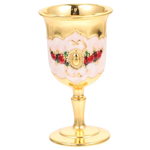 Hemobllo Copa de Vino de Aleación de Zinc con Diseño de Incrustaciones Cáliz Resistente y Reutilizable para Bar Casa Fiesta Bebidas Frías y Calientes Patrón Floral Aleatorio