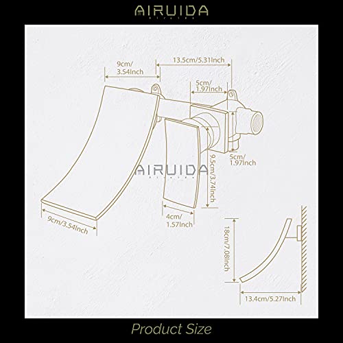 Airuida Matte Black Wall Mount Bathtub Faucet with Waterfall Tub Filler Spout Single Handle Bathroom Mixer Tap Brass Rough-in Valve Included - Thumbnail 7