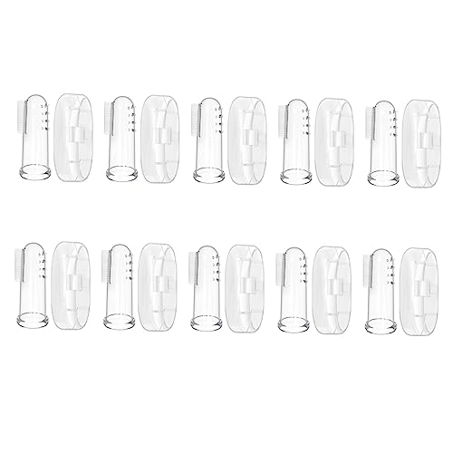 DEARMAMY 10 Juegos Cepillo Para Dedos Cuna Para Dedos Pequeño Bebés Cepillo De Infantil Cepillo De Recién Nacido Silicio Suave Dentición Gel De Sílice