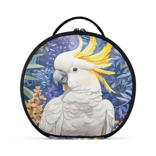 Takiito Painting Of Cockatoo Travel Makeup Case Portable Makeup Box Artist Cosmetic Case Organizer With Adjustable Dividers