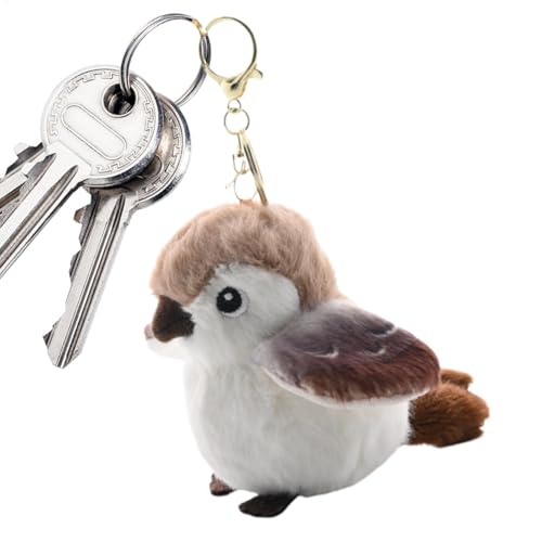 LearnLyrics Kuscheltier-Schlüsselanhänger, Süßes Vogelspielzeug - Realistischer Plüsch-Spatz-Schlüsselanhänger,Gefüllte Vogelspielzeuge, Tragbares Geldbörsenzubehör Für Schultaschen