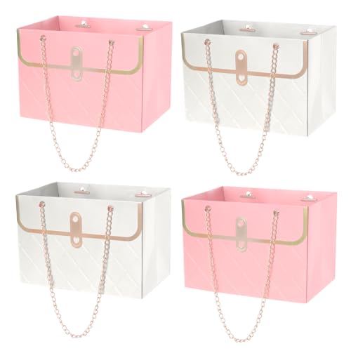 4 Pack Flower Paper Gift Bags Portable Bouquet Storage Bucket