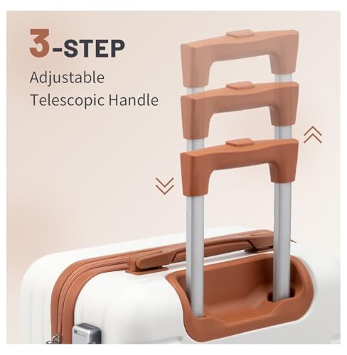 20" Carry-on Hardside Spinner Luggage, TSA Lock, Beige - Lightweight Rolling Suitcase4