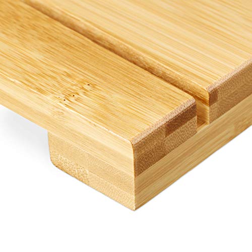 Relaxdays Bamboo Bath Mat, for the Bathroom, Stopper, Hygienic, Moisture-Resistant, 40x65 cm, Natural