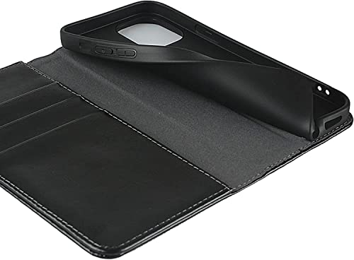 Étui portefeuille iPhone 13 Pro noir en cuir PU avec porte-cartes