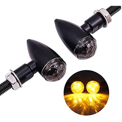 YnGia 2PCS Motorcycle Indicators Universal Turn Signal Lights Amber Bullet-Shaped Mini Motorbike Tail Blinker Indicator Light for Motorcycle Scooter Quad Off Road Cover