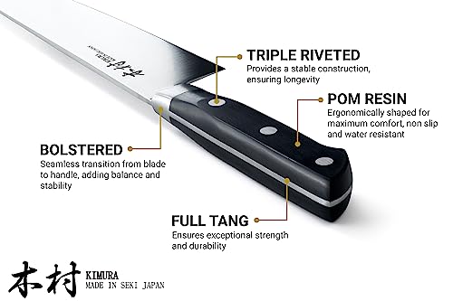 Image of Kimura Chef Knife, [Made in Japan], 8 inch Professional Kitchen Knife, Ultra Sharp High Carbon Molybdenum Stainless Steel Gyuto Knife, Chefs Knife with Ergonomic Handle - Japanese Chef's Knife