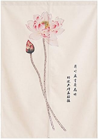 BAIHT HOME Japanese Noren Doorway Curtain Tapestry Cotton Linen Chinese Lotus Bedroom Door Curtains Wall Decor 27.6" x 47.2"