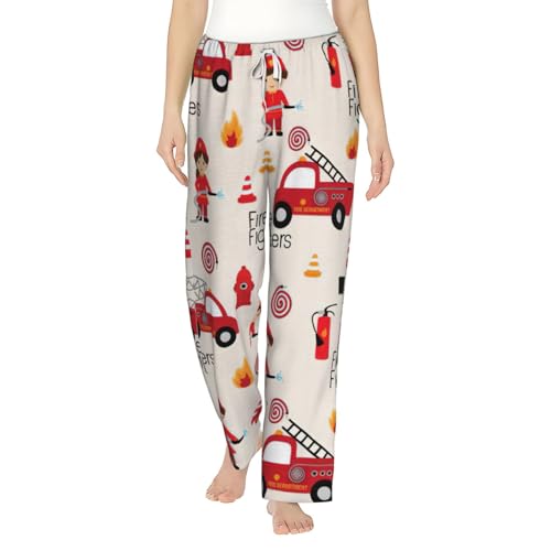 Pantalon de pyjama doux imprimé pompiers pour soirées cocooning