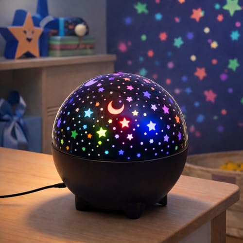 Image of Star & Moon Projector Night Light for Kids – Rotating Galaxy Room Light with Soft LED Glow, USB Powered, Nursery & Bedroom Decor, Calming Sensory-Friendly Night Lamp for Girls & Boys