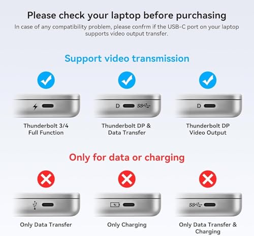 Image of Dual 4K@60Hz Extended Display USB C to Dual HDMI Adapter for 2 Monitors Type C Port to HDMI Splitter 1 in 2 Out for Laptops MacBook Pro Air Note: macOS only Support SST Mode