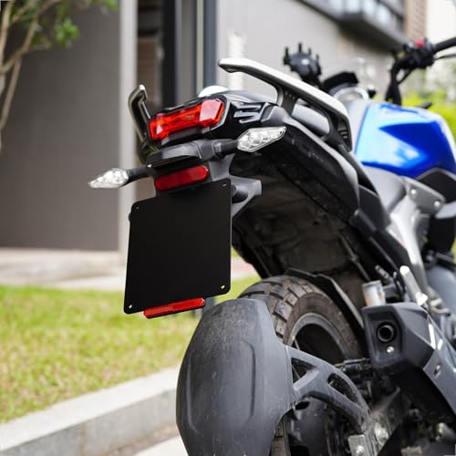 evermotor uchwyt na tablicę rejestracyjną Moto 180x200mm, aluminiowa ramka na tablicę rejestracyjną, z katadioptrycznym motocyklem, homologowana tylna osłona kociego oka, 100 mm