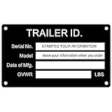 Custom Engraved Vin Tag ID Plate Pre-Engraved Stamped Aluminum Trailer ID Replacement Tag Vin Plate Serial GVWR Medical Blank Black VIN ID Plate Data TAG Serial Model Number Identification Tire Size