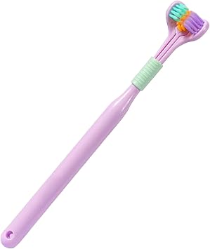Triple Angle Toothbrush - Innovative 3 Sided Autism Chewable Toothbrush for Effective Teeth and Gum Care Purple