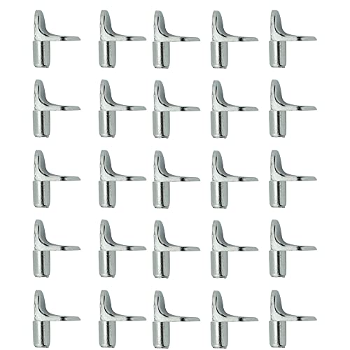 24 Pcs Shelf Support Pegs,1/5 Inch Diameter Shelf Bracket Pegs, Zinc Alloy L-Shaped Clips for Kitchen & Bookcase Shelf Cabinet Furniture Closet Shelf Pins Support, Type B