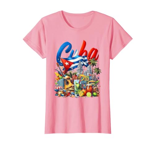 Cuba National Hispanic Heritage Month Cuban Flag T-Shirt, Women, Pink, X-Large
