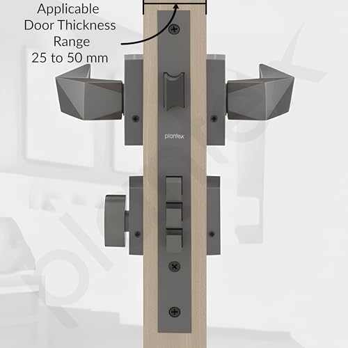 Image of Plantex Door Lock for Home /Main Door Lock Set with 3 Years Warranty /Mortise Lock with Brass Lock Body & Cylinder with 3 Brass Key - (7129, Grey)