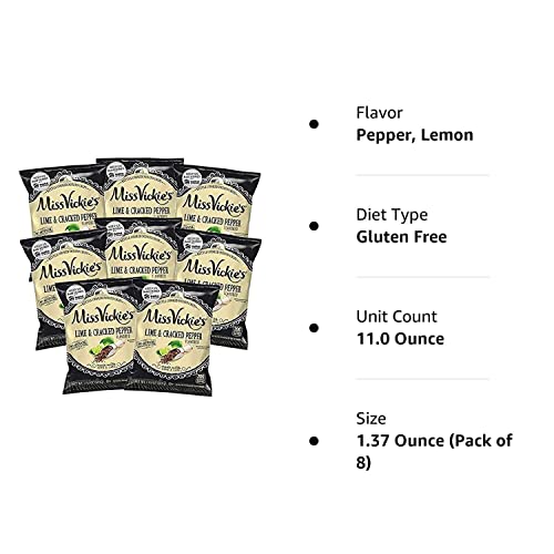 Miss Vickie's Lime & Cracked Pepper Kettle Cooked Potato Chips, 1.375 Oz Bags (Pack Of 8) #TOP6