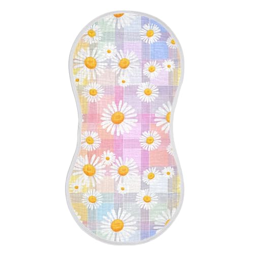 xigua Daisies Baby Burp Cloths for Newborn Boys and Girls 4 Pack, Soft & Absorbent Cotton Baby Burp Cloth, Baby Washcloths, Newborn Towel, Burp Rags