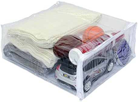Oreh Homewares Heavy Duty Vinyl Zippered (Clear) Storage Bags (9" x 11" x 4") for Dresses, Shirts, Pants, Fabrics (1.7 Gallon) 5-Pack