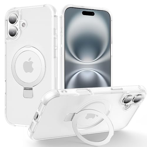 CHAOFEnG Compatible with iPhone 16 Plus Case with Stand, Frost White
