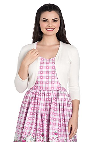Hell Bunny Maggie Bolero Vintage Retro Cardigan Rockabilly 50's Knit Retro Top - Ivory (S)