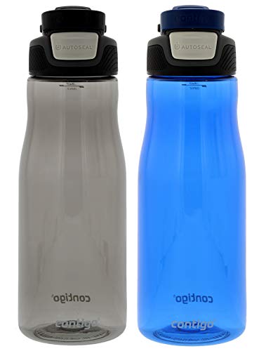 Contigo Autoseal Fit Spill Proof Water Bottle (Pack of 2), 32-Ounce Smoke/Monaco