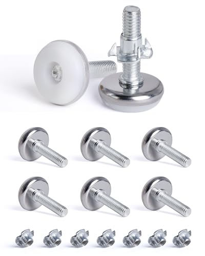 SPDYCESS 8 pcs M8 X 28MM Adjustable Levelling Feet, Screw-in Round Base Furniture Feet, Non-tilt Threaded Fixed Foot