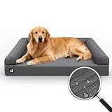 Sytopia 42in Dog Beds for Large Sized Dogs, Chew-Proof Pet Bed with Removable Washable Cover, Waterproof Egg Crate Orthopedic Foam XL, Non-Slip Bottom, Supports up to 100 lbs for Old Pet, Dark Gray