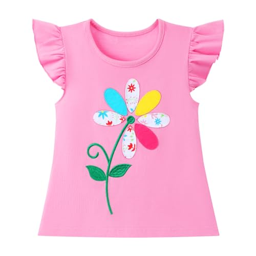 Image of HILEELANG Toddler Girl Easter Outfit Spring Summer Cotton Leggings Pants Tees Shirts Clothing Sets