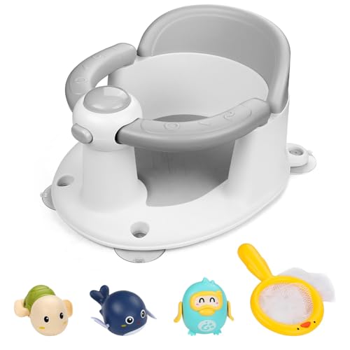 Image of Babyally Baby Bath Seat for Babies 6 Months & Up,Infant Bathtub Chair with Suction Cup,Non-Slip,Safe Infant and Toddler Bath Seat for Sitting Up,Baby Bath tub Seat(Gray)