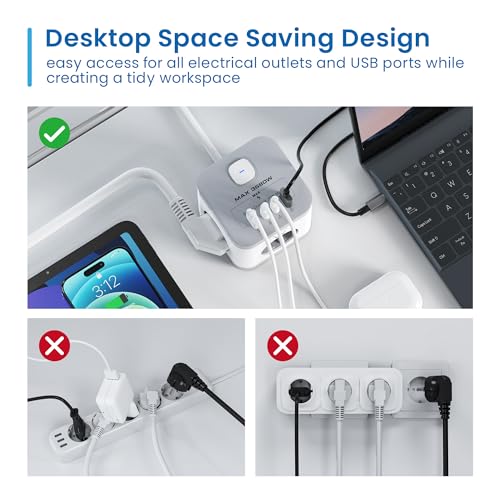 Ewent Multipresa Elettrica 7-In-1, Presa Multipla Cubo 3680W Con 2 Prese USB-C E 2 Prese Usb E 3 Prese Schuko, Ciabatta Multipresa Schuko 16A Con Interruttore, Cavo 1.5M, Per Elettrodomestici E Phone - 6