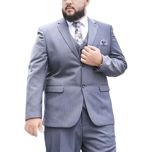Men's 2 Piece Suit Big And Tall Suits For Men, Classic 2-Button Jacket And Flat Front Pants For Wedding Business