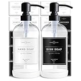 Vine Creations Seifenspender aus klarem Glas, 2 Stück, Dicke 473 ml Flaschen, rostfreie...