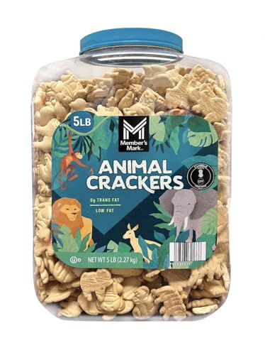 MM Animal Crackers, 5 lb Bulk Tub, Lightly Sweet Classic Snack - A Resealable Party Size Container for Pantries, Events & Large Groups