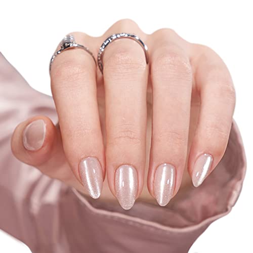 Press On Nails Almond - Btartbox Soft Gel Fake Nail With Nail Glue, Reusable Opaque Short Stick On Nails In 15 Sizes,30 Nail Kit For Gift Idea, Aurora Cat Eye #TOP7