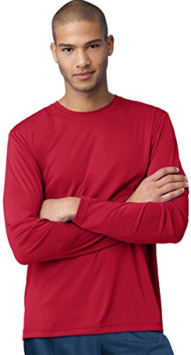 Hanes Cool Dri Long Sleeve Performance T-Shirt XL Deep Red