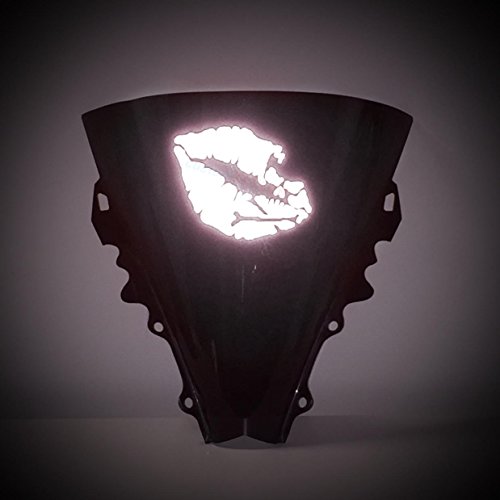 Customtaylor33 High Intensity Reflective Vinyl Death Kiss Skull Crossbones Lips Decal Bumper Sticker - Cars, Motorcycles, Helmets, Wind Screens, Laptops, Cellphones, (White, 8 Inch Wide) #TOP5