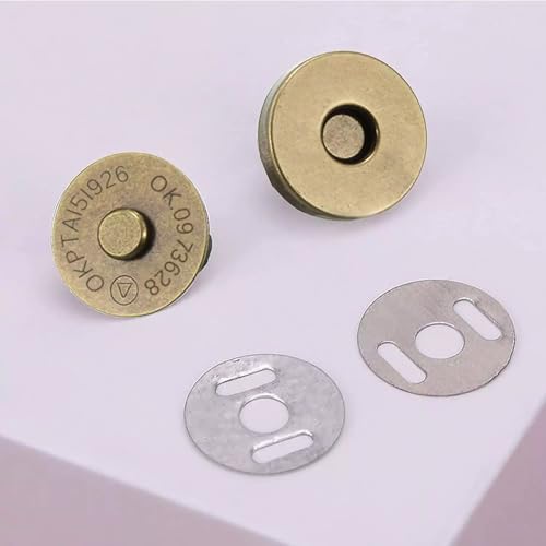 Image of Nimida Magnetic Button Snaps Clasps Fasteners Closure 18 mm for Sewing, Clutch, Purses, Tote, Handbags, Clothes, Leather Bags (50, Antique)