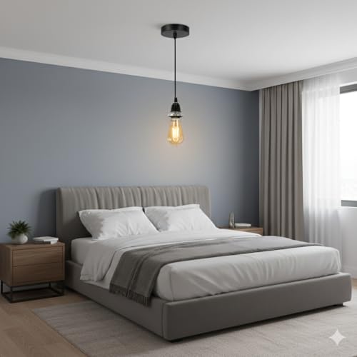 Image of Ceiling Hanging Light Stainless Steel 304 & Black Pendant for Dining Table, Living Room, Bedroom, Restaurants, Offices, Cafes, Hotels. E27 Bulb Type. (Bulb Not Included) (SS 304)