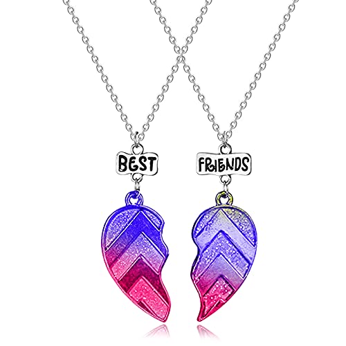 MJartoria BFF Necklace for 2-Matching Heart Best Friends Forever Rainbow Pendant Friendship Necklace Gifts for Best Friend Necklaces (Purple) -  XIEHOU, S2FP54KG4G5J6Q10-NN