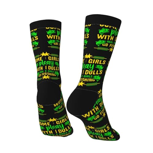 Some Girls Play With Dolls Real Girls Go Fishing Socks For Men Women Outdoor Sports Running Hiking Wicking Crew Socks4